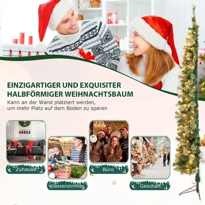 Zdjęcie produktu dla 210 cm Wstępnie oświetlona półdrzewka Choinka Półsztuczna choinka