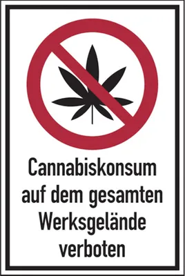 Produktbild von Dreifke® Verbotsschild, Cannabiskonsum auf dem gesamten Werksg - 200x300x2 mm...