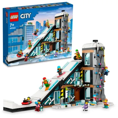 Produktbild von LEGO 60366 City Wintersportpark, Set mit Wintersportgeschäft, Café und einem funktionierenden Lift für Skifahrer, Spielzeug mit 8 Minifiguren und einer Eulenfigur, Bauen mit Modulen, 2023 Geschenk