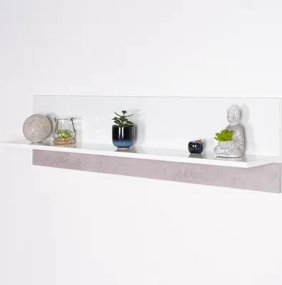 Produktbild von Hängeregal / Wandregal Antioch 11, Farbe: Weiß Glanz / Hellgrau - Abmessungen: 29 x 120 x 18 cm (H x B x T)