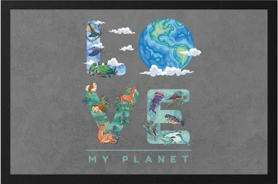 Produktbild von Love My Planet Fußmatte Umwelt-Verschmutzung Fußabdruck Erde Dekarbonisierung