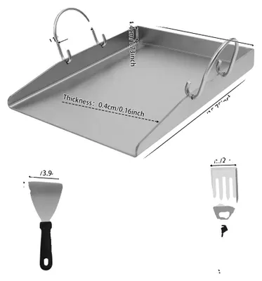 Image de Plaque de cuisson, en acier inoxydable, avec 2 spatules, couleur argent
