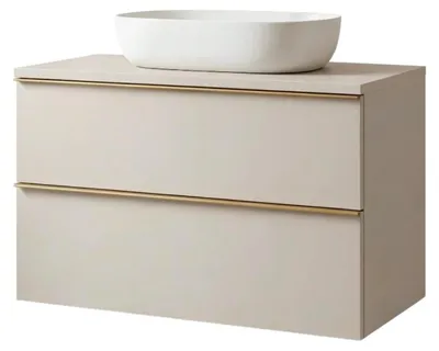 Produktbild von Waschtisch mit Unterschrank ONE 2 Schubladen Kaschmir 60x50x46 hängend Badezimmer Badezimmermöbel