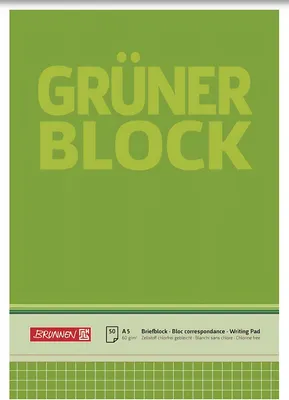 Produktbild von Brunnen Briefblock"Gruener Block" DIN A5 kariert - 60 g/m² - A5