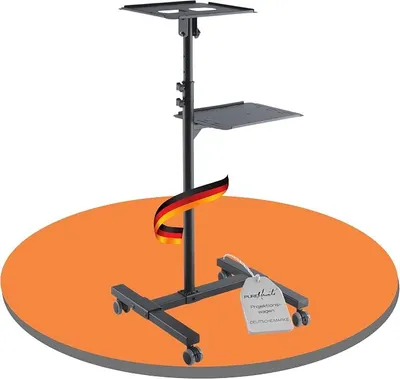 Productafbeelding van Projectiewagen, beamerwagen, kantelbaar, in hoogte verstelbaar, 10 kg | Beamerprojectiewagen met wielen, kantelhoek -12° tot 12°, flexibel instelbaar van 950 tot 1450 mm