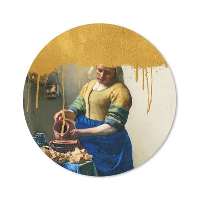 Produktbild von MuchoWow® Mauspad Mousepad Milchmädchen - Gold - Vermeer 20x20 cm - Mousepads - Maus Mat - Pad - Mausunterlage - Schreibtischmatte