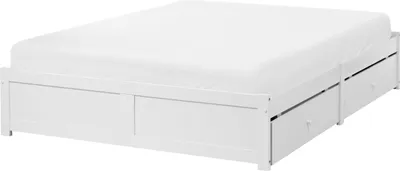 Zdjęcie produktu dla BELIANI Łóżko bez zagłówka tapicerowane białe 140 x 200 cm sklejka MDF drewno sosnowe z szufladami styl skandynawski