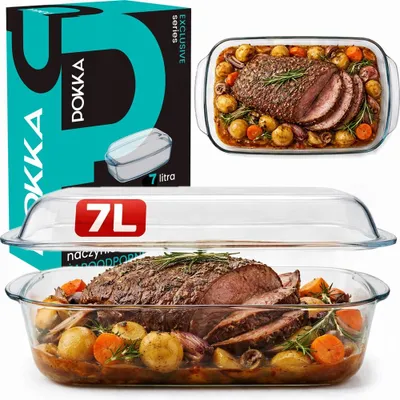 Zdjęcie produktu dla Naczynie Żaroodporne Z Pokrywką Prostokątne Szklane Naczynia 7l