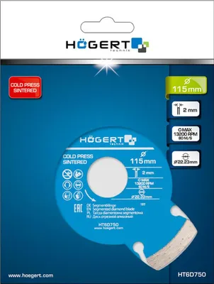 Image de Disque diamanté Hogert 115x22.2/sec.