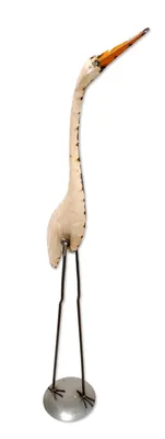 Produktbild von Metall Dekofigur Reiher 40 x 108cm creme Garten-Figur Deko Vogel Skulptur Tierfigur Vogelschreck