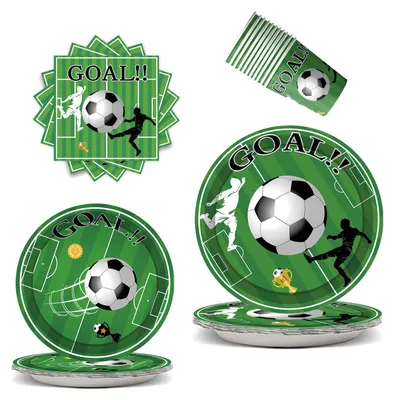 Fußball-Geschirrset 50-tlg. für 10 Personen, Teller & Becher
