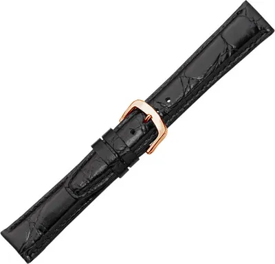 Produktbild von Herzog Krokoprägung Uhrenarmband XS Kalbsleder schwarz , Stegbreite:18mm, Schließe:Roséfarben