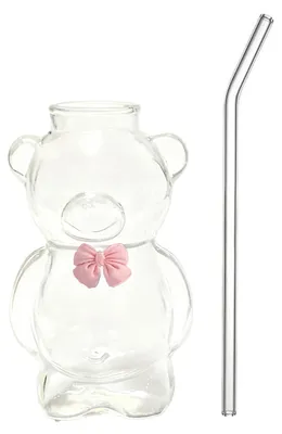 Produktbild von Bären-Trinkbecher mit Strohhalm, 320 ml, für Saft, Milch, Tee, Smoothies, Kaffee, Cocktails usw., wiederverwendbar