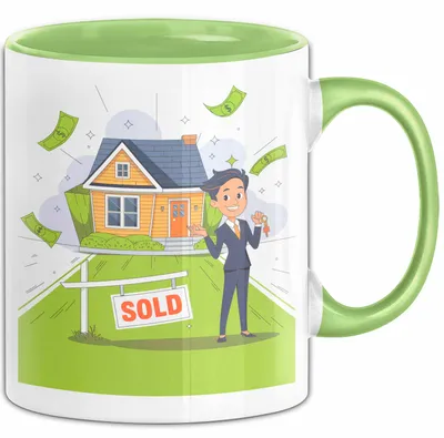 Produktbild von Immobilienmakler Tasse Geschenk Lustige Geschenkidee Spruch Für Haus Verkäufer (Grün)