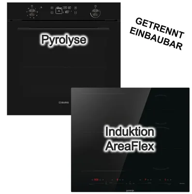 Produktbild von Herdset Burg Einbaubackofen 78 Liter, Pyrolyse, visioTouch + Gorenje Induktionskochfeld AreaFlex, PowerBoost