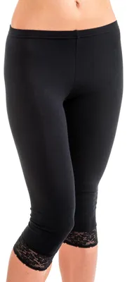 Produktbild von HERMKO 5722 Damen Capri-Leggings mit Spitze, Farbe:schwarz, Größe:56/58 (XXXL)