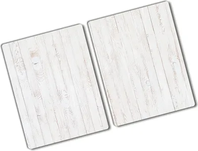Produktbild von Tulup Glas Herdabdeckplatte - 2x40x52 cm - Glaskeramikkochfeld-Abdeckung Spritzschutz Glasabdeckplatte Kochplattenabdeckung und Schneidebrett - Zweiteilig - Sonstige - Holz - Weiß
