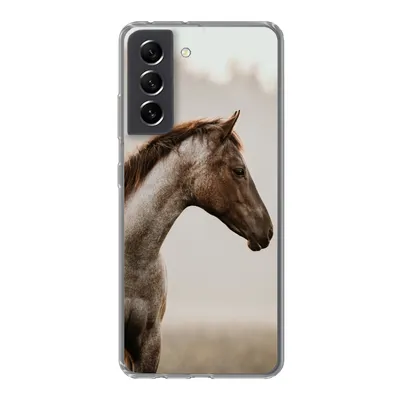 Produktbild von MuchoWow® Handyhülle Schutzhülle Hülle für Samsung Galaxy S21 FE Pferd - Nebel - Natur Silikon Softcase Handy Hülle - Mobiltelefonhülle