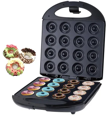 Produktbild von SOKANY Donutmaker 1400 W für 16 Mini-Donuts, antihaftbeschichtet, Schwarz