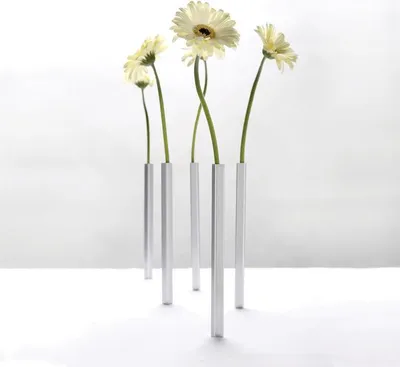 Produktbild von PELEG DESIGN - Stilvolle magnetische Vasen aus Aluminium in Silber | 5er Set für kreative Dekorationen - Platzsparend und elegant | Blumenvase | Moderne Deko | Geschenk zum Muttertag, Geburtstag