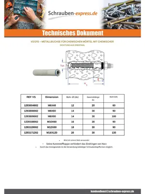 Produktbild von Metallhülse für Injektionsmörtel M6X48 Verzinkt
