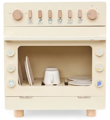 Image de Lave-vaisselle en bois pour enfants - Ensemble de cuisine pour enfants - Jouet éducatif Montessori - Jouet de cuisine avec accessoires - Bois - À partir de 3 ans