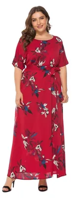 Produktbild von Kleid mit Rundhalsausschnitt und kurzen Ärmeln für Damen