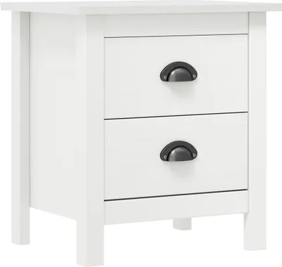 Obrázek produktu pro vidaXL Noční stolek Hill 2 ks. Bílý 46x35x49,5 cm Masivní borovicové dřevo