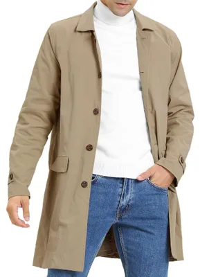Produktbild von Langer Trenchcoat für Herren - Einreihig - Leichter Revers - Herbst/Winter