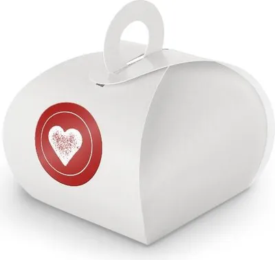 Produktbild von SET HERZ (Motiv37) 24x Geschenkschachtel mit Griff weiß  + Sticker