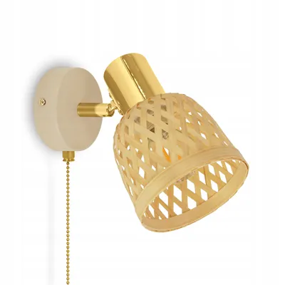 Produktbild von LUXOLAR LED Wandleuchte Rattan Boho Beige/Grau E14 60W - Wandlampe Innen Schwenkbar für Wohnzimmer, Küchen - Wandbeleuchtung mit Schalter