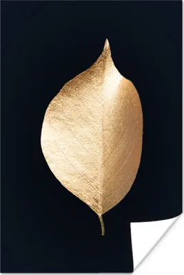 Produktbild von MuchoWow® Poster Blatt - Schwarz - Gold 20x30 cm - Papierdruck