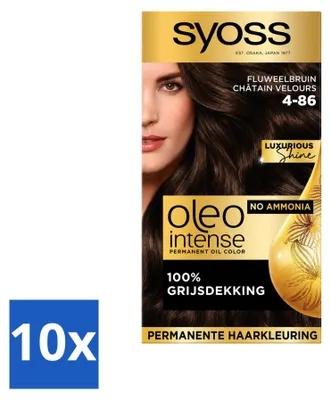 Produktbild von 10 x Syoss Oleo Intense 4-86 Permanente Haarkleuring - Samtbraun - Vorteilspackung - 10 Stücke