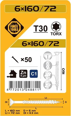 Immagine prodotto di Spanplatte Scr T30 6,0X160/72 Weiss Zn(50