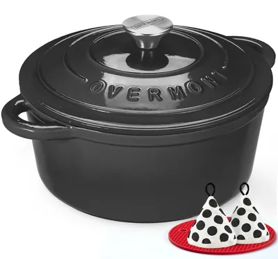 Obrázok produktu pre Liata panvica Overmont s emailovaným povrchom – hrniec na dusenie, priemer 24 cm, vhodný do rúry – s