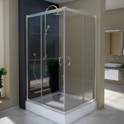 Produktbild von Rechteckige Duschkabine, 90x70 cm Eckdusche Schiebetür 6 mm Sicherheitsglas