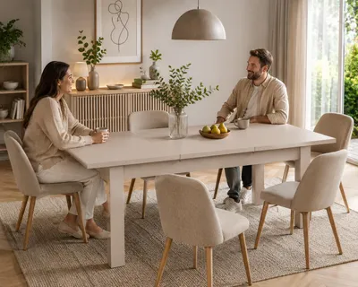 INSPIRO Esstisch im Esszimmer – Platz für gemeinsame Mahlzeiten, KI-generiertes Bild