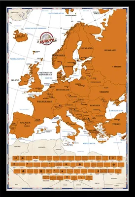 Immagine prodotto di Carte da grattare - Carta da grattare - Carta politica dell'Europa + cornice rimovibile, Shinsuke® Maxi MDF nero, disco acrilico