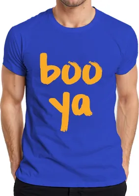 Zdjęcie produktu dla boo ya Halloween Powiedzenie Śmieszny Straszny Prezent Impreza Retro Pomarańczowy Koszulka Męska, Niebieski, XL