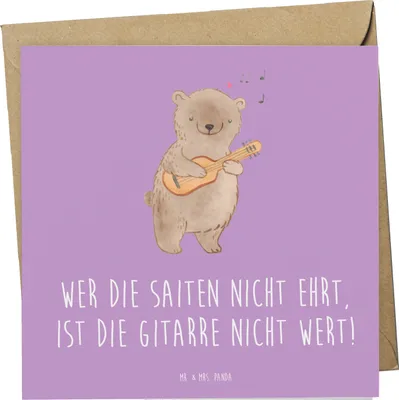 Produktbild von Mr. & Mrs. Panda Grußkarte Gitarre Wert - Lavendeltraum - Geschenk, Melodie, Liebe, Freiheit, anlasskarte, Lernen, Klappkarte, Musik, Glückwunschkarte, Instrument