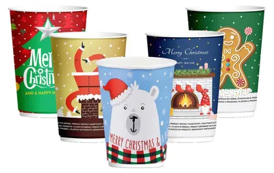Produktbild von 250x Pappbecher Heißgetränkebecher doppelwandig WEIHNACHTSMIX 200ml (max 270ml)