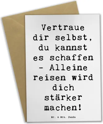Produktbild von Mr. & Mrs. Panda neujahrskarte Spruch Alleine Reisen unternehmen - Weiß - Geschenk, osterkarte, Inspiration, Selbstbewusstsein, Reise, Freude, innere Stärke, dankeskarten