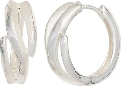 Produktbild von Ohrringe Creolen 17,5mm 925 Silber glänzend teilmatt Ohrschmuck Damen