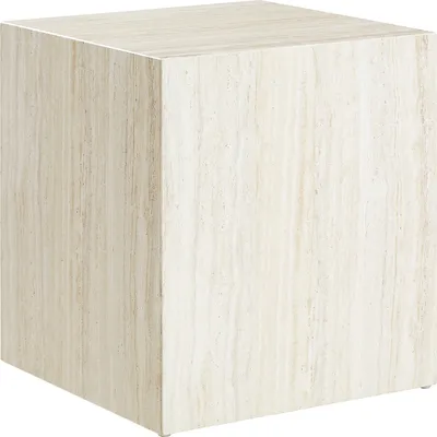 Produktbild von SalesFever Beistelltisch in Travertin-Optik | 45 x 45 cm | quadratisch | MDF mit Melaminfolie | B 45 x T 45 x H 50 cm | beige
