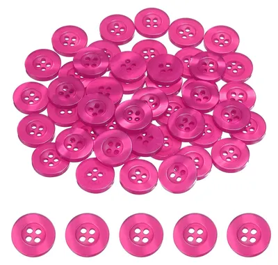 Productafbeelding van Harzknopen - 15 mm diameter met 4 gaten - Om aan te naaien voor kleding en handwerk - 50 stuks, rozenrood