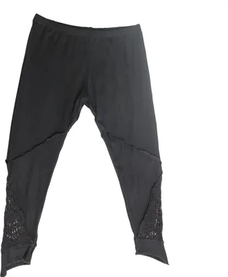 Produktbild von Leggings - 3/4 Capri mit Spitze - schwarz - one size - Jersey