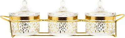 Produktbild von Almina 7 Teiliger Snack-Set Servierschalen für Snacks mit goldenen und silbernen Details Punktemotiv
