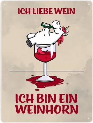 Produktbild von Metallschild XXL in 28x38 cm mit Motiv und Spruch - Ich liebe Wein ich bin ein