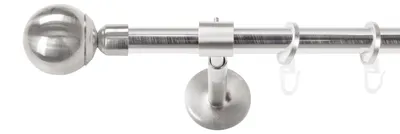 Produktbild von SN Deco Gardinenstange Reims, 19 mm, 1-läufig, Stahl, Komplett-Set mit Ringen, geschlossener Träger, 160 cm, edelstahl optik