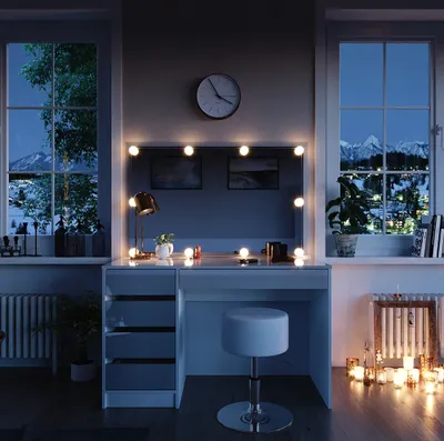 Obrázok produktu pre Toaletný stolík Vicco Sherry biely 120 cm s LED osvetlením a taburetom, Model 33954
